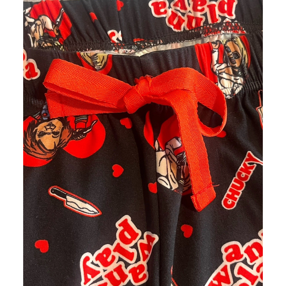 Chucky Pajama Lounge Pants Mens Size Small Black Red - Picture 5 of 10